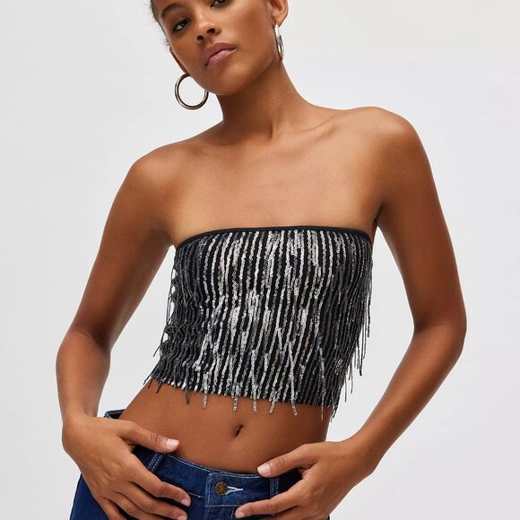Silence + Noise Mira Fringe Sequin Tube Top - Picture 1 of 7